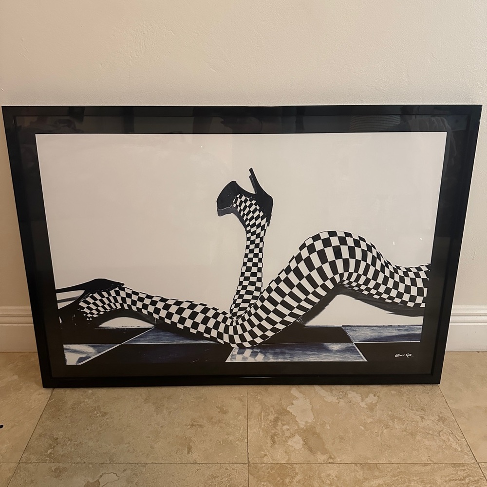 Oliver Gal Black and White Checkered Legs Art Print